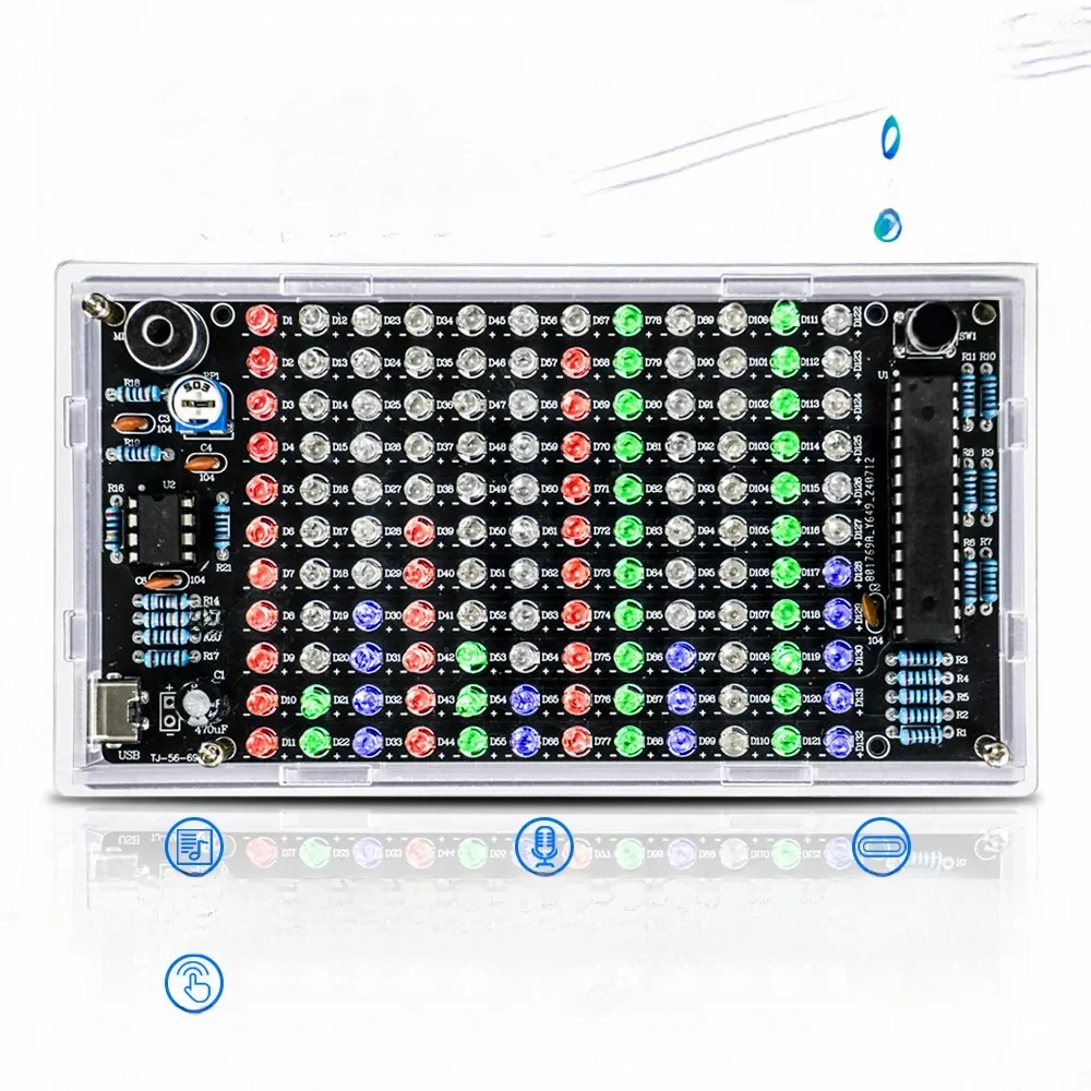 DIY sterowanie dźwiękiem muzyka LED zestawy elektroniczne wyświetlacz częstotliwości audio PCB projekt lutowania praktyka lutowanie Diy zestaw elektroniczny — 2