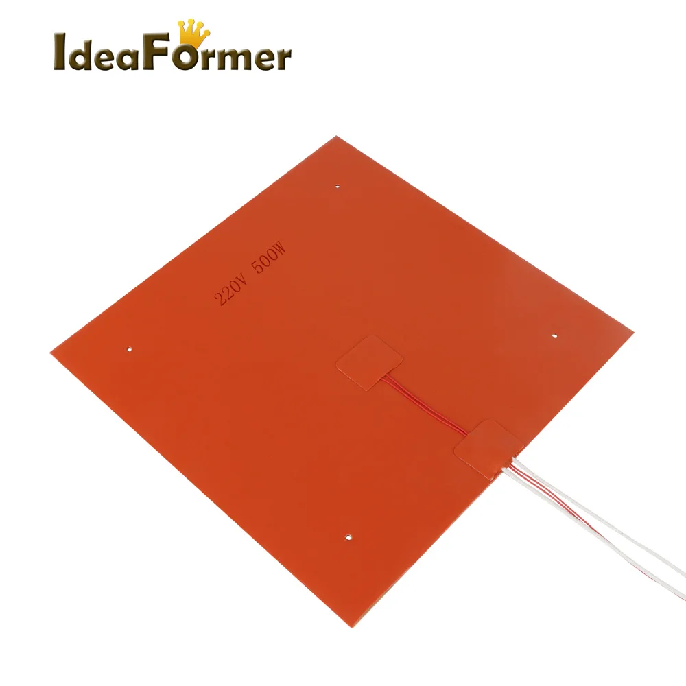 235*235mm Silikon Heizung Pads 220V 500W Effiziente Klebstoff Gummi Wärme Matten Wasserdichte Flexible Heizung 3D drucker Zubehör