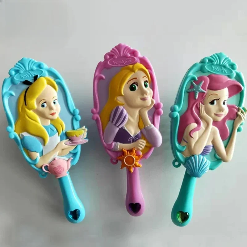 Peigne à cheveux princesse Disney, personnage d'animation de dessin animé, coussin d'air, peigne de massage, outils de coiffure, cadeau d'anniversaire pour enfants filles