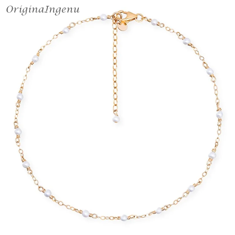 2MM Delicate Freshwater Pearl Anklet 14K Gold Filled Jewelry High Quality Pearl Anklet Bracelet Tarnish Free Anklet For Women