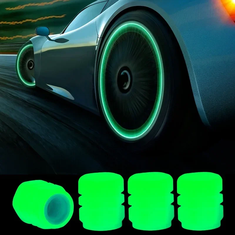 AliExpress UK 4 Pcs Tire Valve Stem Caps Car Luminous Tire Air Cap Fluorescent Safety Valve Core Cover For Car Truck Suv Motorcycles Bike