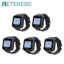 Retekess T128 Wireless Waiter Calling System 5 Watch Receivers Restaurant Pager Customer Service 433.92MHz For Bar Cafe Hookah