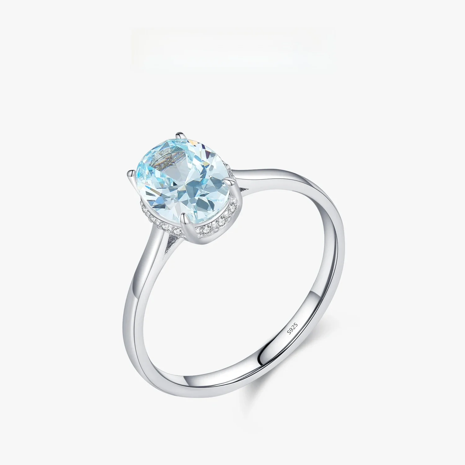 MODIAN Classic Design 925 Sterling Silver Ocean Blue Zirconia Ring Platinum Plated Biżuteria zaręczynowa dla kobiet na prezenty — zdjęcie 2