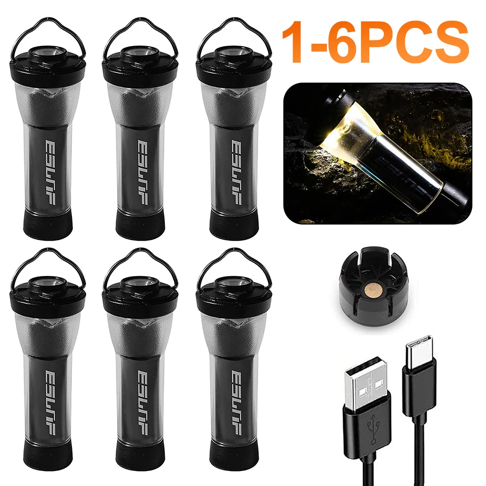 1-6pcs Black dog 2600mAh Lighthouse Micro Flash Camping Lighting With Magnetic Base LED Type-C Flashlight Similar For GZ