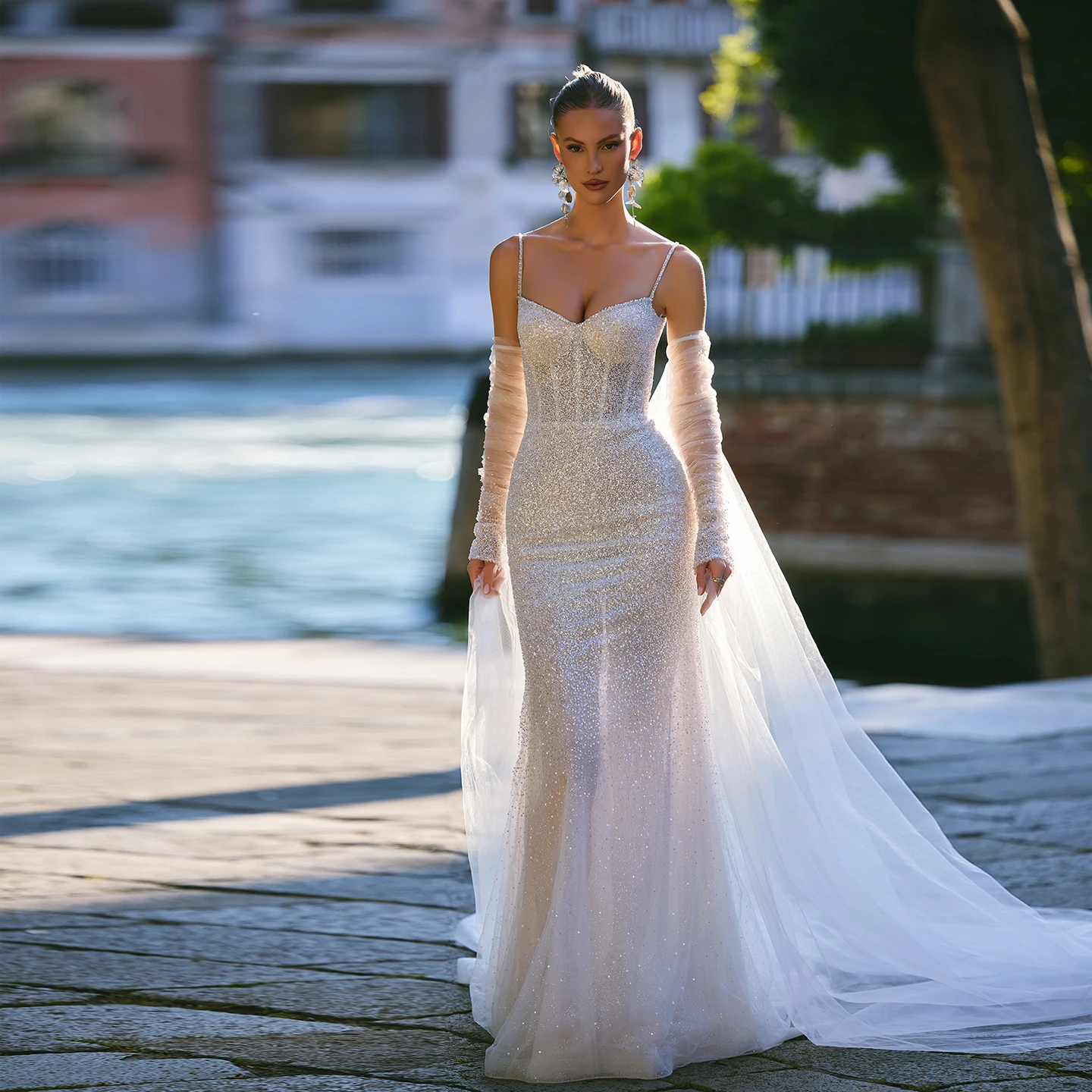 

Sharon Said Glamorous Glittering Sweetheart Off White Wedding Dress 2025 Mermaid Corset Princess Bride Gowns SW319 Customized