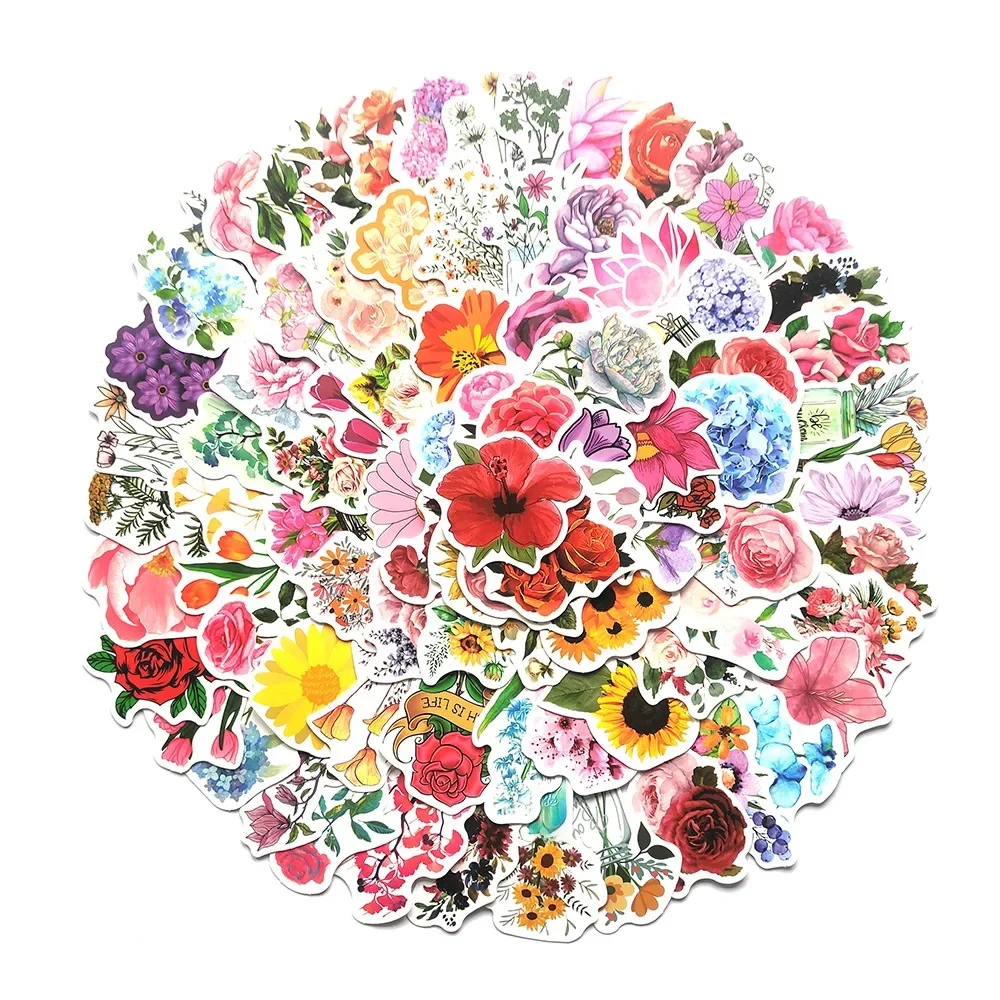 AliExpress Hizxj 100pcs Flowers Stickers Laptop Bicycle Guitar Skateboard Sticker Kid DIY Graffiti Waterproof Stickers