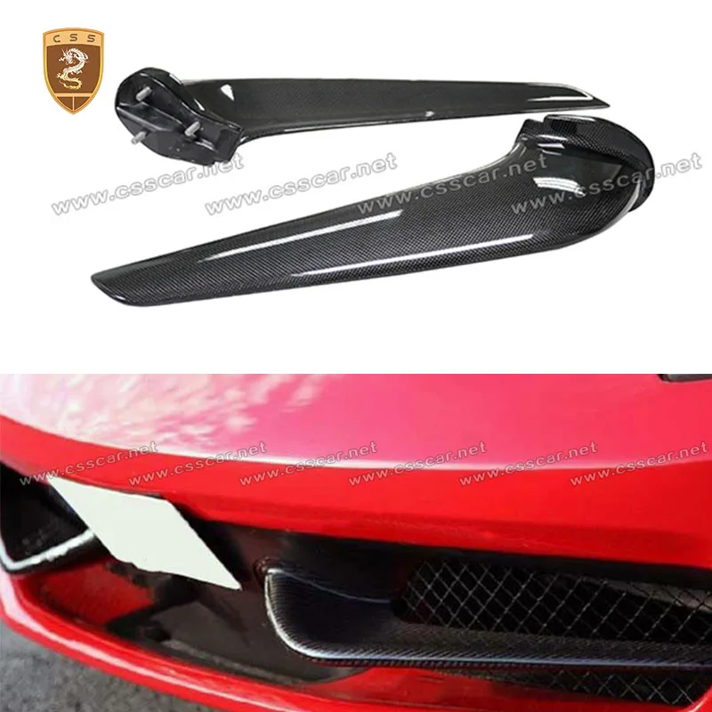 Dry Carbon Fiber Front Bumper Wing Canards For Ferrari 458 2011-2013 OEM Style Car Front Spoiler Replacement Accessories
