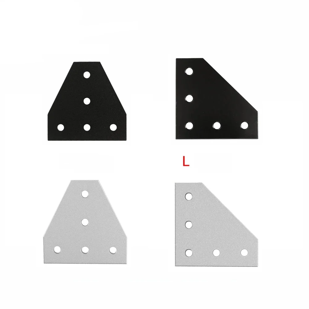 Panneau de jonction profilé en aluminium à 5 trous, 2 pièces, support d'angle, bande de Joint de connexion noir/argent avec boulons 2020 3030 404