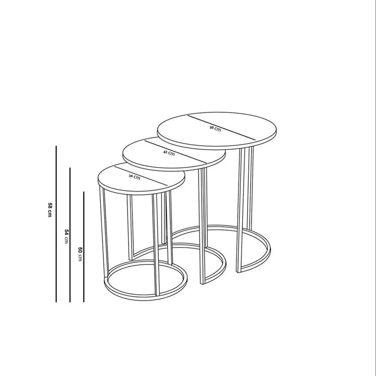 Decorative Gold Nesting Table Set of 3 Unbreakable Tempered Glass Luxury Marble Design Home Living Room 3Pcs Furniture Accessory