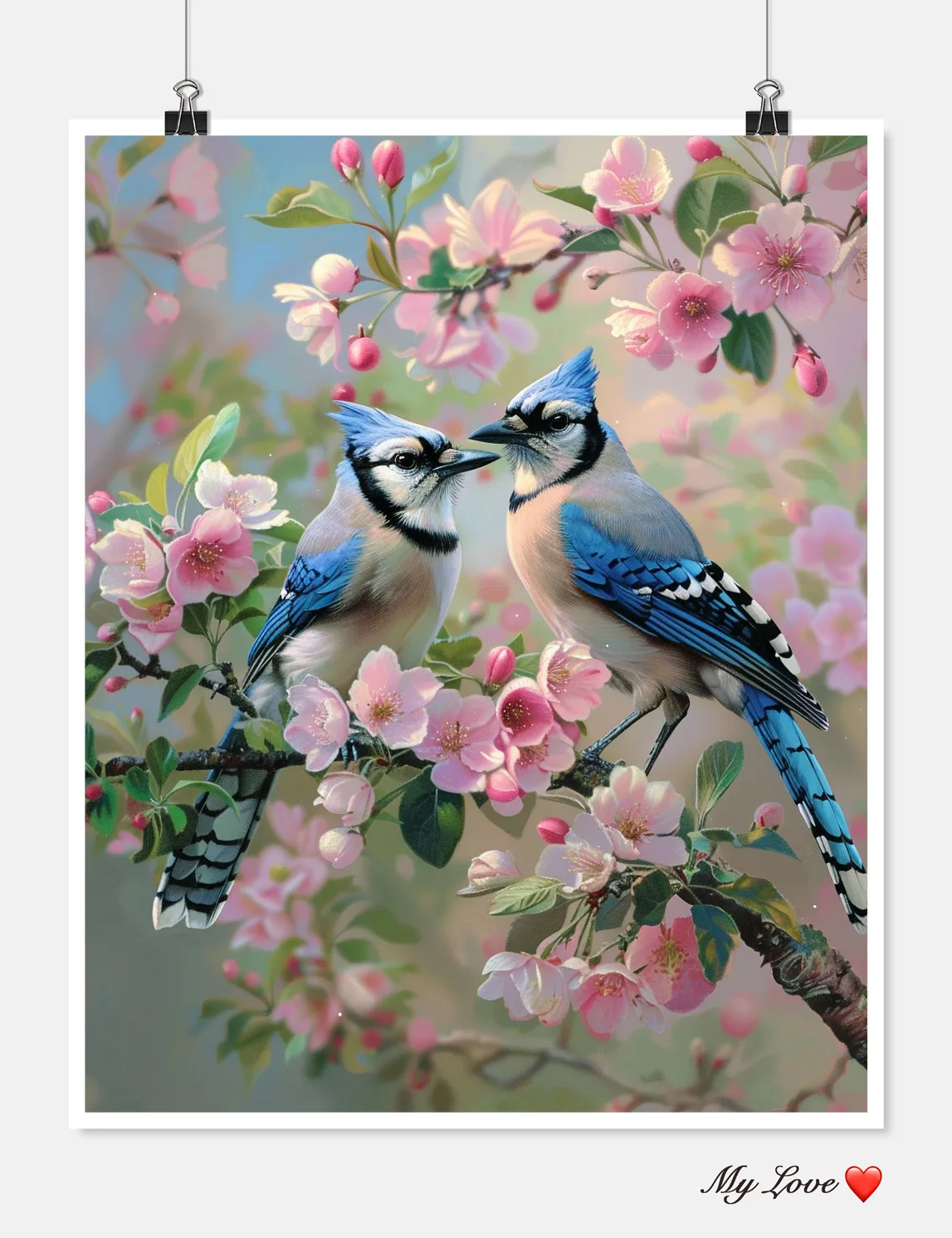 Blue Jays on Crabapple Blooms - Counted Cross Stitch Kits - DIY Handmade Needlework Embroidery 14 ct Cross Stitch Sets DMC Color