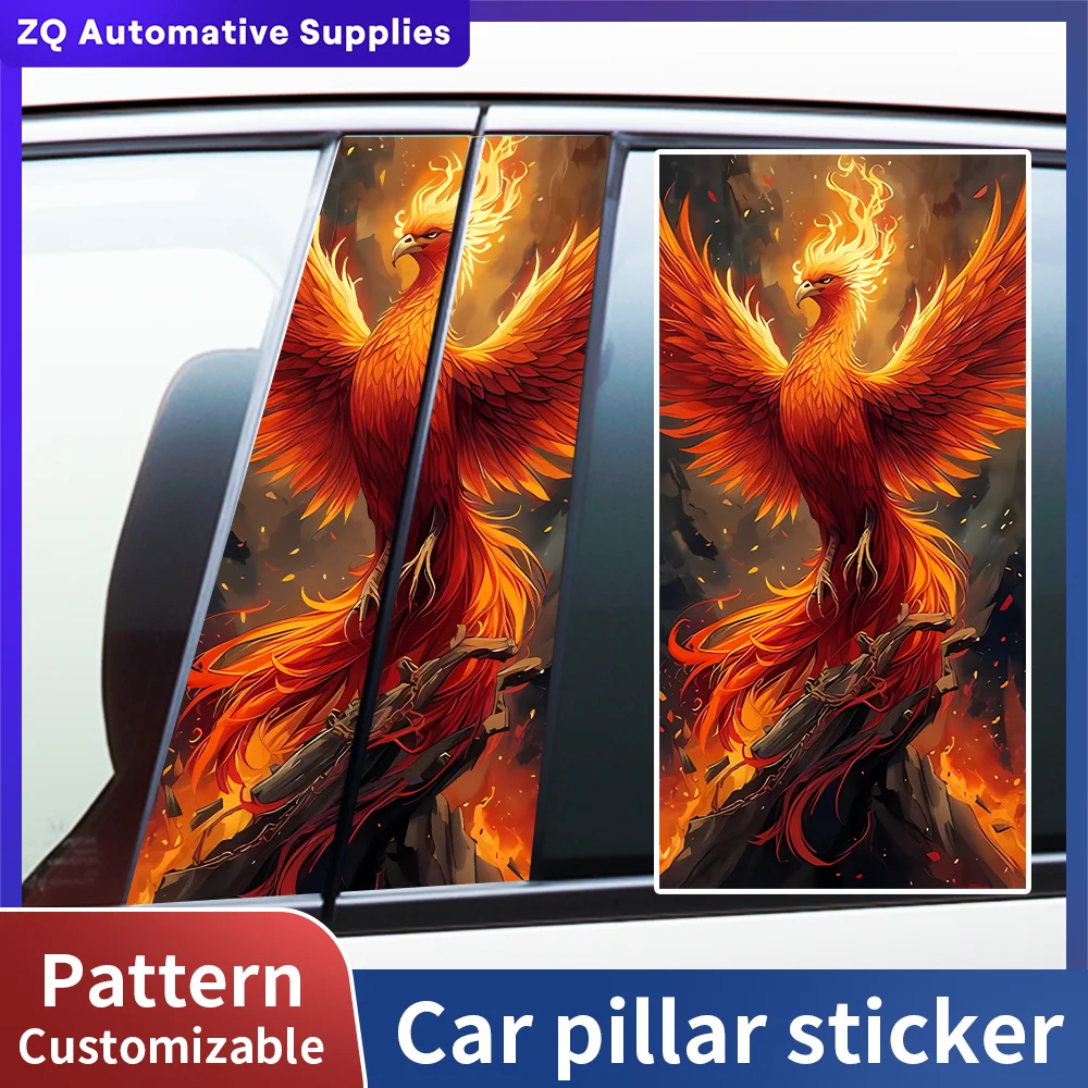 Autocollants pour piliers B de voiture Mighty Fire Phoenix, autocollants en vinyle imperméables, film décoratif pour piliers centraux de fenêtre de voiture