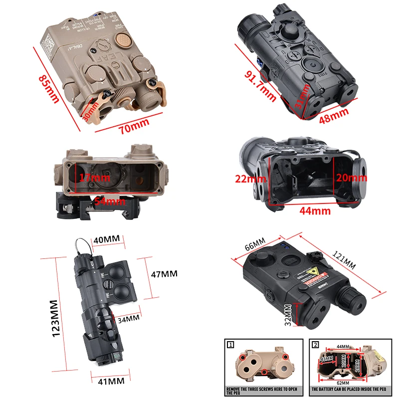 Airsoft DBAL-A2 Dummy Model Plastic PEQ15 NGAL MAWL Laser Sight Battery Box No Function QD Mount Pressure Swicth Fit Picatinny