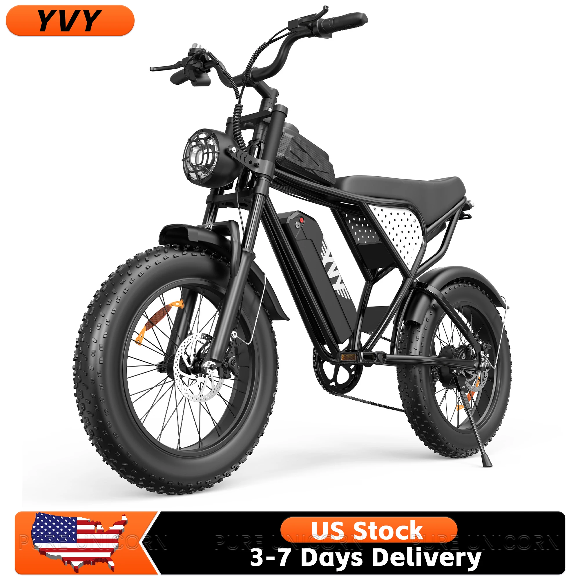 

YVY Adults Electric Bike 1500W Motor Bicycle 48V 15AH 20 Inch Fat Tire Electric E Bikes 45KM/H Mountain Moped Ebikes For Men