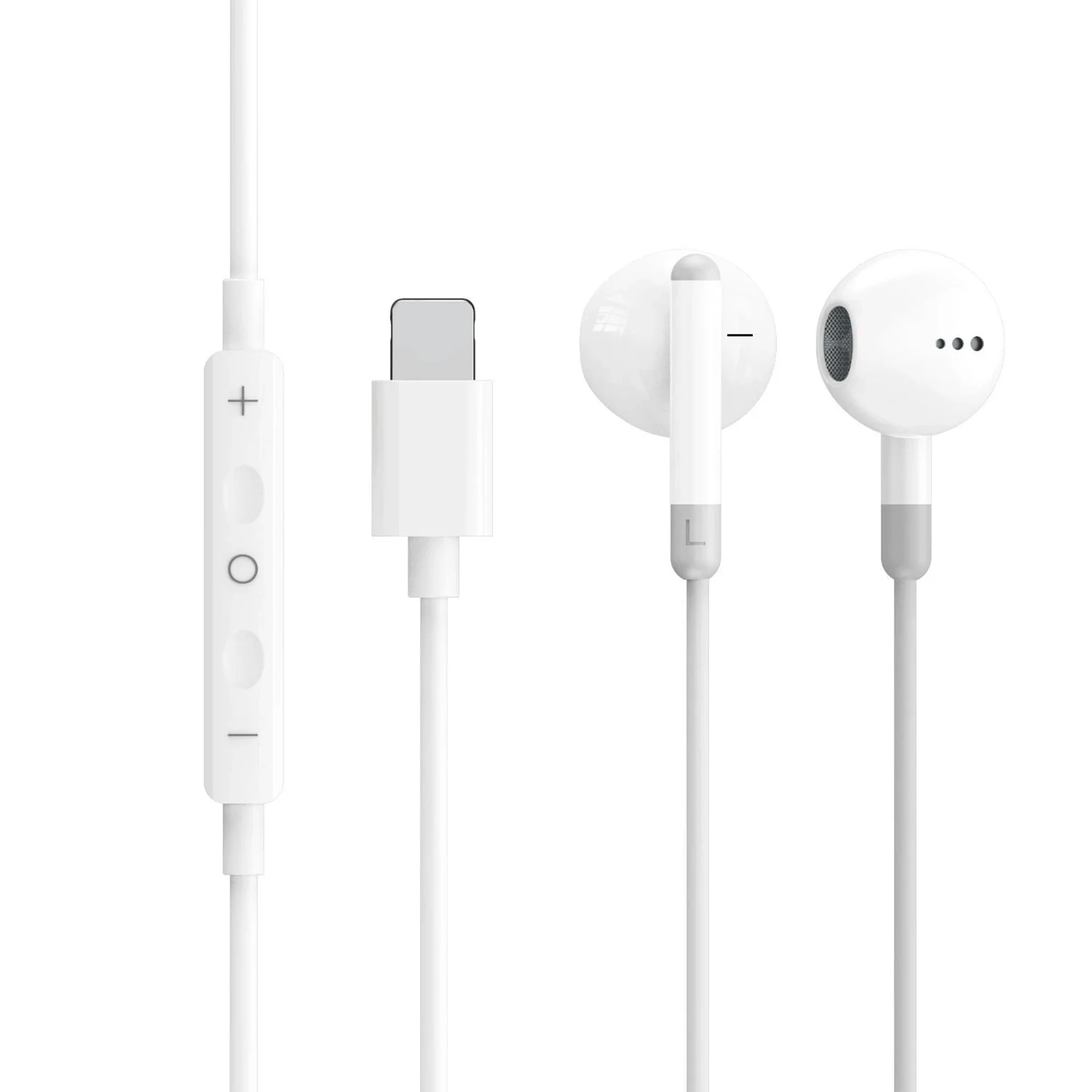 Para auriculares iphone Auriculares con enchufe Lightning, auriculares de audio Estéreo HiFi en el oído Auriculares con cable con controlador de llamada.