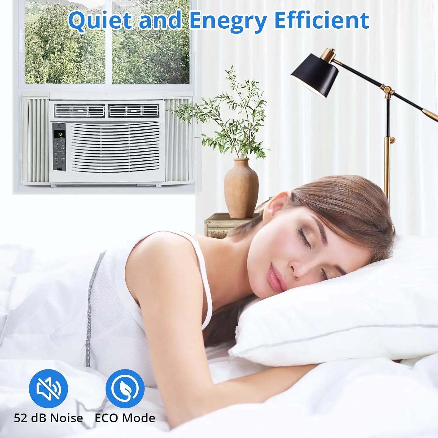 6000 BTU Window Air Conditioner - 3 Cooling and Fan Speeds - Quiet Operation, Fast Cooling, Remote Control, Washable Filter, Easy Install Kit, Suitable for Under 250 sq ft, Ideal for Bedroom