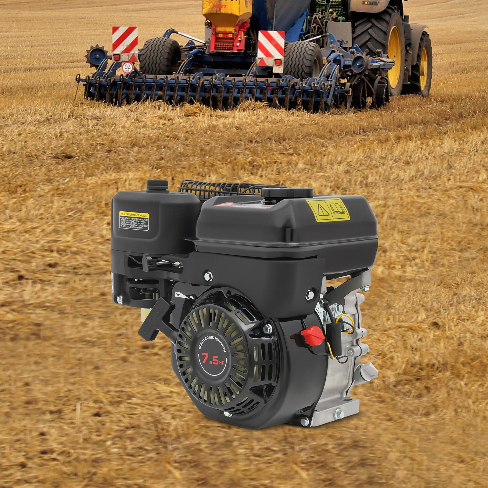 4-Takt 7,5 PS 210CC schwarzer Benzinmotor OHV stationärer Motor Kart-Motor Luftkühlung Einzylinder-Benzinmotor 5100 W