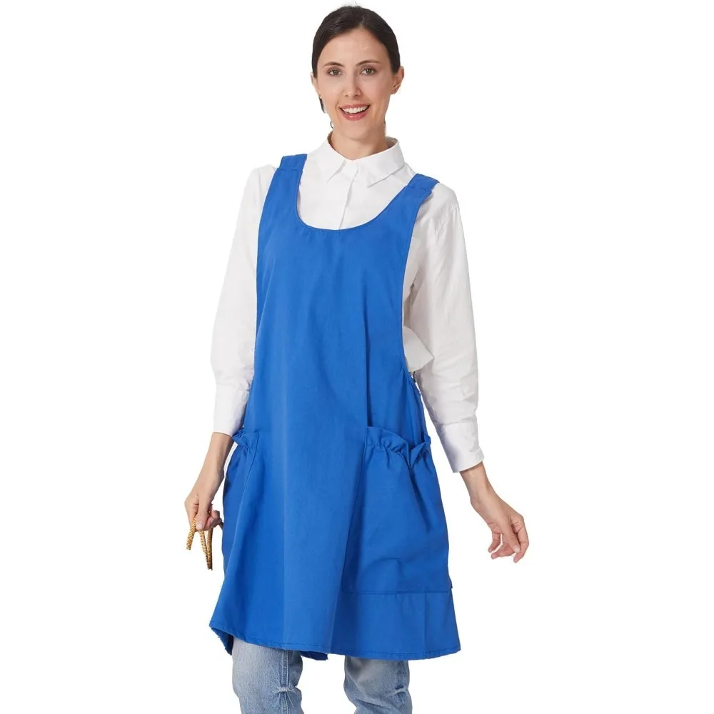 

Cozy Adjustable Cross Back Aprons for Women with Pockets Cotton Linen Cooking Kitchen Baking