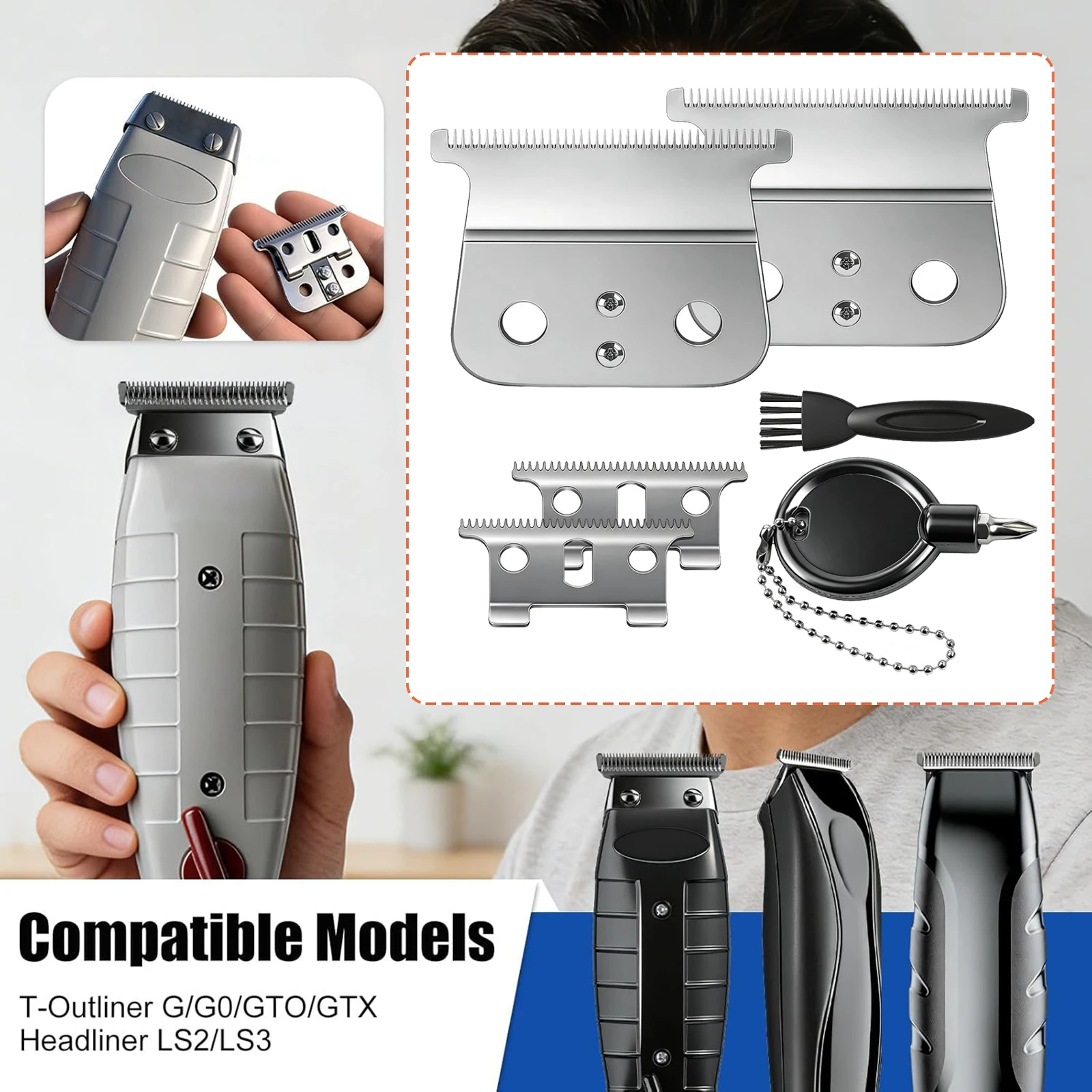 

Hair Clipper Head Blade Replacement Set Replace Parts High Performance Trimmer Accessories for GTO GTX GO SLS Model Blade