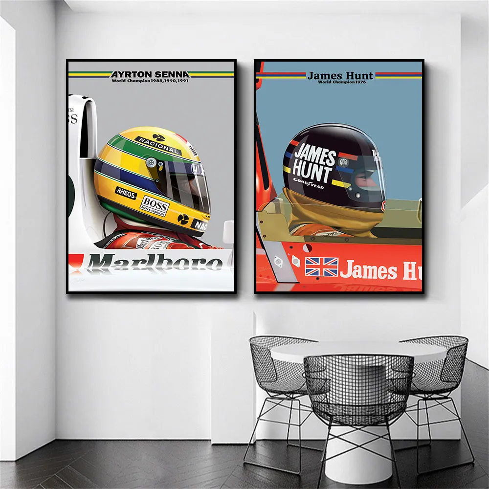 

Ayrton Senna And James Hunt Formula 1 Motorsport Grand prix world Champion Canvas Print Painting Wall Art Decor Home Decoration