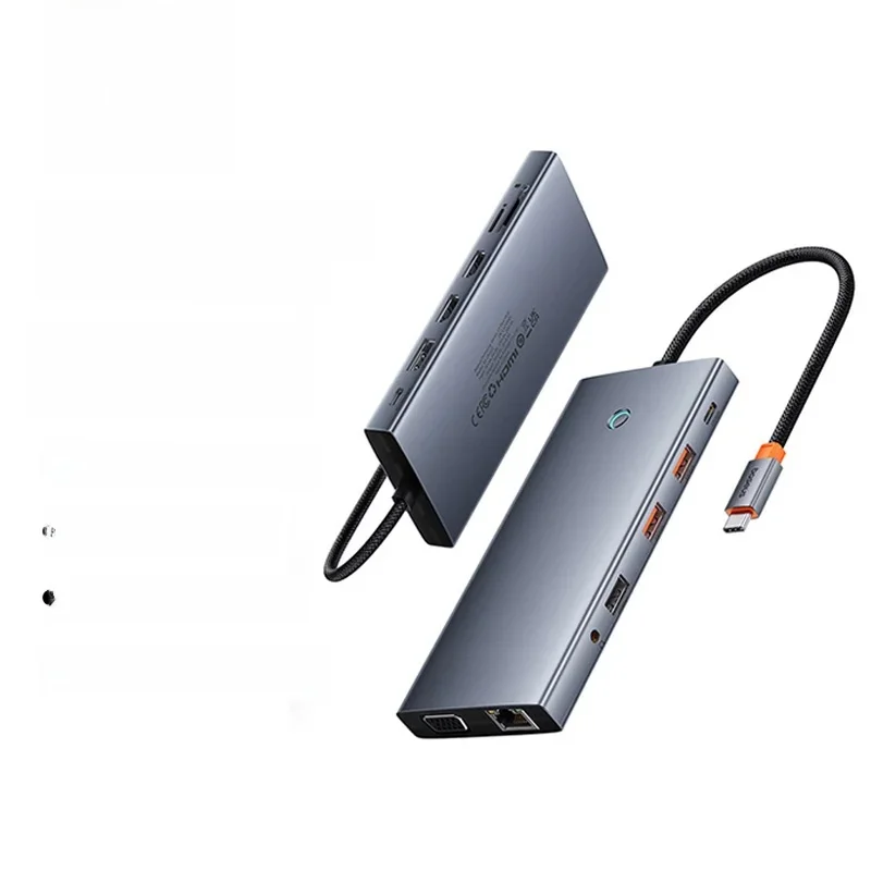 【Limited Offer】Baseus USB Hub Type C to Dual HDMI 4K 60Hz 30Hz VGA PD 100W Fast Charging USB A 3.0 5Gbps MST Display for Windows