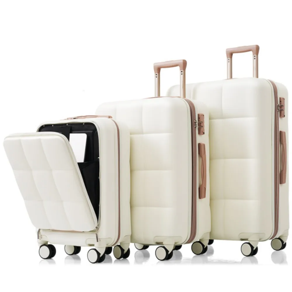 

Luggage Sets 3 Piece 20-inch with USB Port and front opening design ABS Hard Shell Luggage with Spinner Wheels Cup Holder