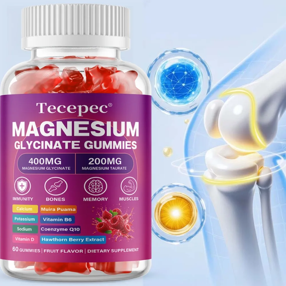 Magnesium Glycinate Gummies with Taurate - Supports Immunity, Bones, Memory and Muscles, Fruit Flavor