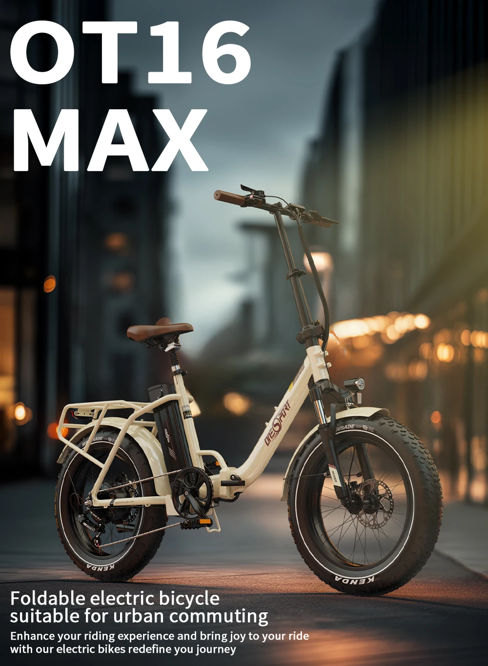 ONESPORT OT16MAX Vélo Électrique Vélotaf Pliant 7 Vitesses 500W Moteur Batterie 48V 18AH 20 Pouces Écran LCD 2.4 Pouces