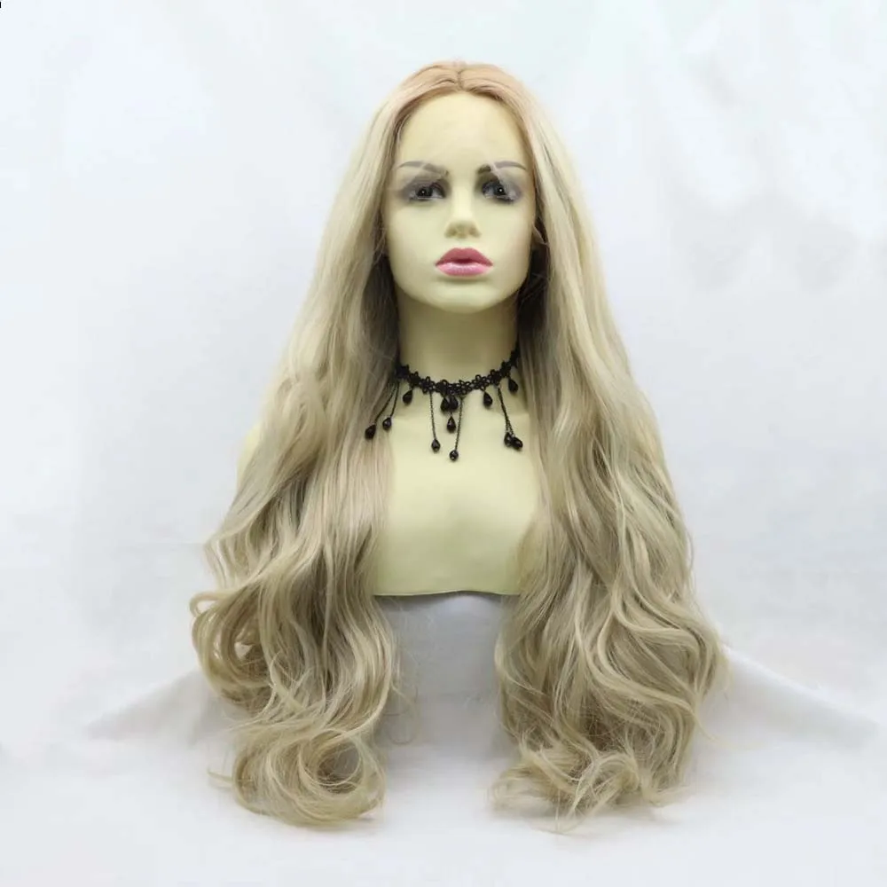

Sylvia Wigs Synthetic Blonde Lace Front Wigs For Women Hair Heat Resistant Fiber Ombre Lace Wavy Wigs