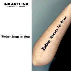 Fortune Favors The Brave Temporary Tattoo,Lasts To 15 Days New Technology Magic Waterproof Semi Permanent Sticker