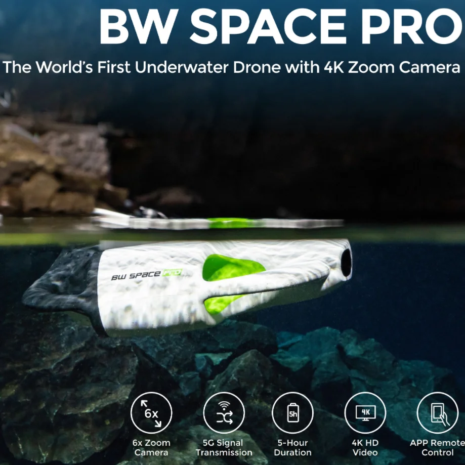 BW Space Pro 4K Zoom Underwater Drone With Camera 150M RC Fish Finder Smart APP Underwater Robot Diving ROV Drone