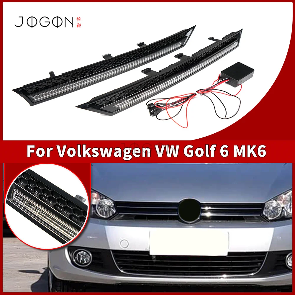 For Volkswagen VW Golf 6 MK6 GTI Grille Lights Racing Grill Lamp 2009-2012 Front Grille Light Bumper Lamp DRL Day Running Light