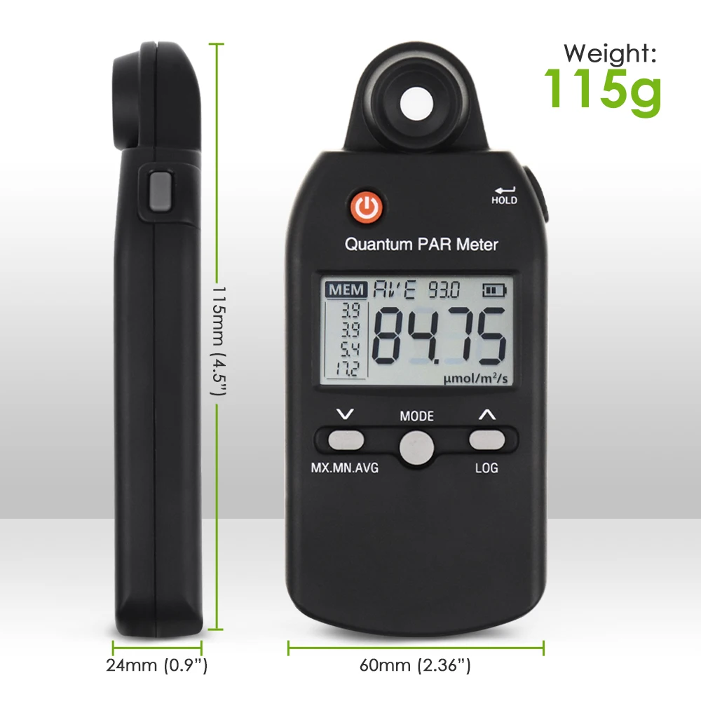 PAR Meter Lux Meter PPFD Quantum Sensor Full-Spectrum User-Friendly Record Function Indoor Outdoor Plant Light Meter