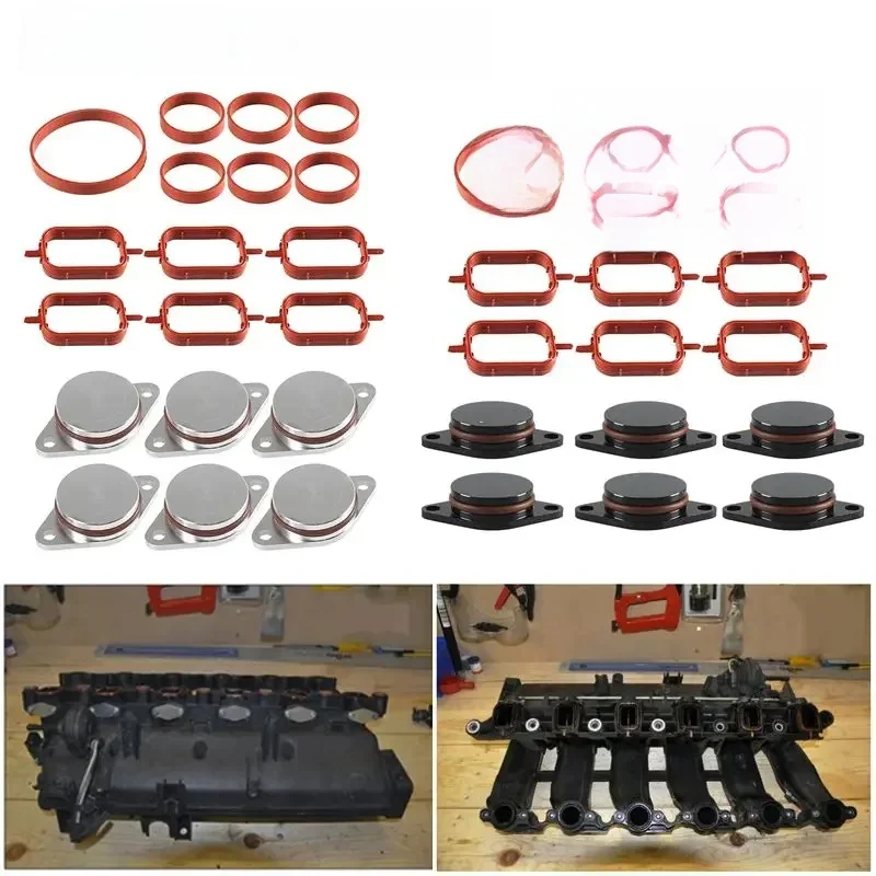 Plaques d'obturation à rabat tourbillonnant, 22mm/33mm, avec joint de collecteur d'admission, pour BMW M47 M57 E39 E87 E46 E90 E39 E60 X3, 6 cylindres, 6 pièces