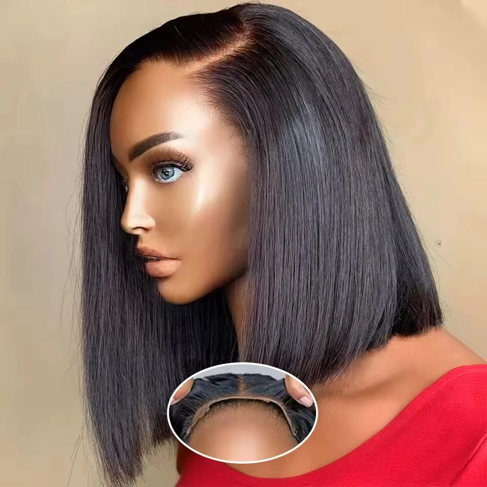 Pre Cut No Glue Bone Straight 7x5 Glueless Bob Wig Human Hair Ready To Go 13x4 Lace Frontal Short Bob Wigs For Women Pre Plucked