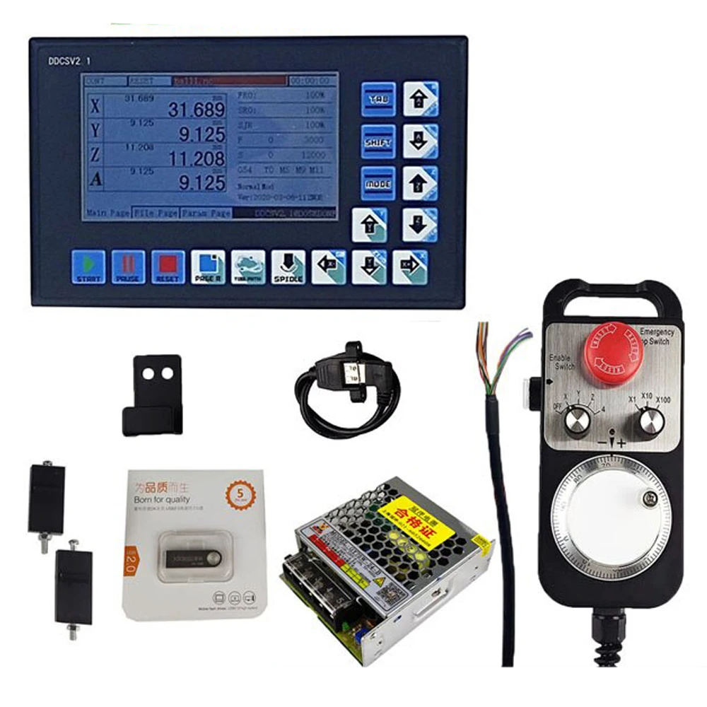 The latest DDCSV2.13 axis 4 axis CNC offline motion controller kit engraving machine emergency stop electronic handwheel