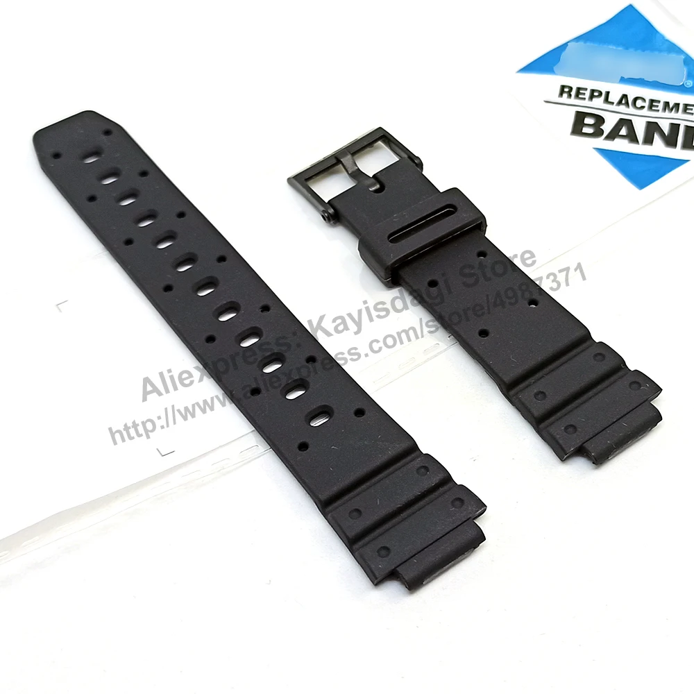 14mm Black Rubber Watch Band / Strap Compatible for Casio GMW-15 , W-95 , TRW-21 , RGW-20 , DGW-30 , DBW-32 , DBW-32G