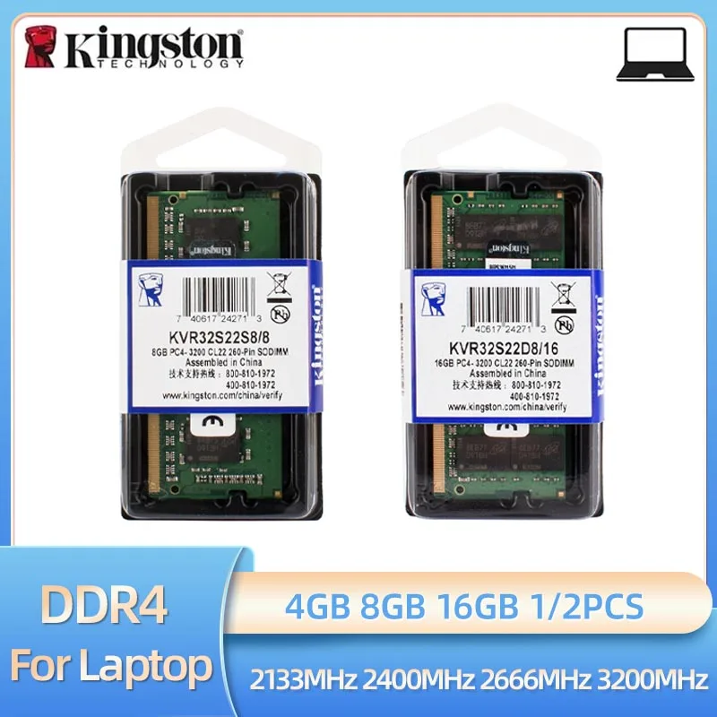 1/2szt kingston Memoria RAM DDR4 4GB 8GB 16GB 3200MHz 2666MHz 2400MHz 2133MHz Pamięć do laptopa PC4-21300 25600 SODIMM Pamięć do notebooka