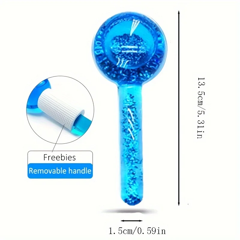 Globos de gelo para faces, 2 peças, caixa de duas bolas de beleza de massagem com glitter para cuidados faciais, bolas, massageador facial, ferramentas
