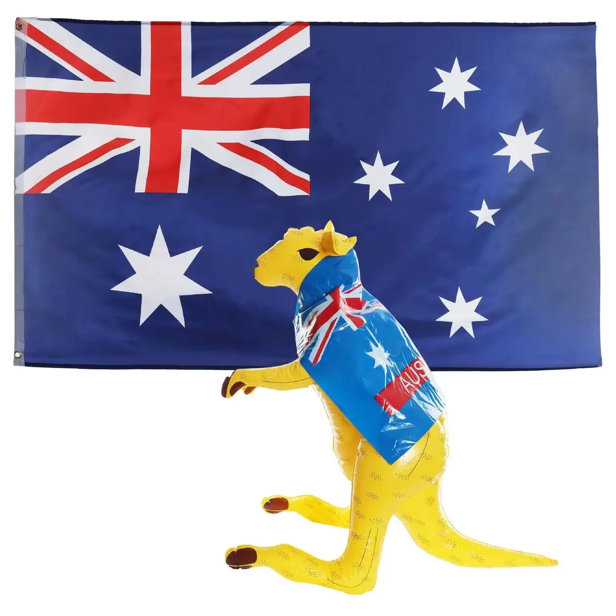 Australian Flag & Inflatable Kangaroo Australia Day Set - Perfect Decoration for Aussie Dundee & Celebrations