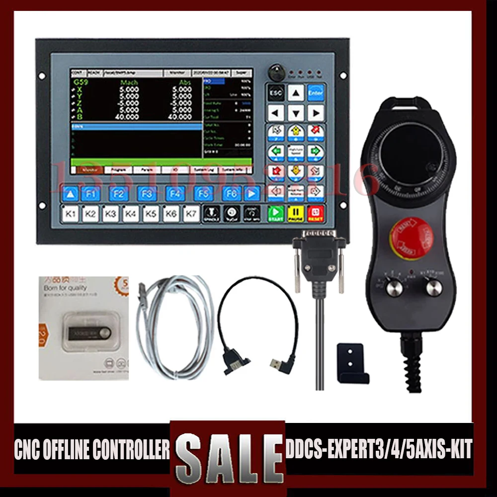 

New And Updated Ddcs-expert Cnc Offline Controller 3/4/5 Axis 1mhz G Code + 6 Axis With Emergency Stop Electronic Handwheel