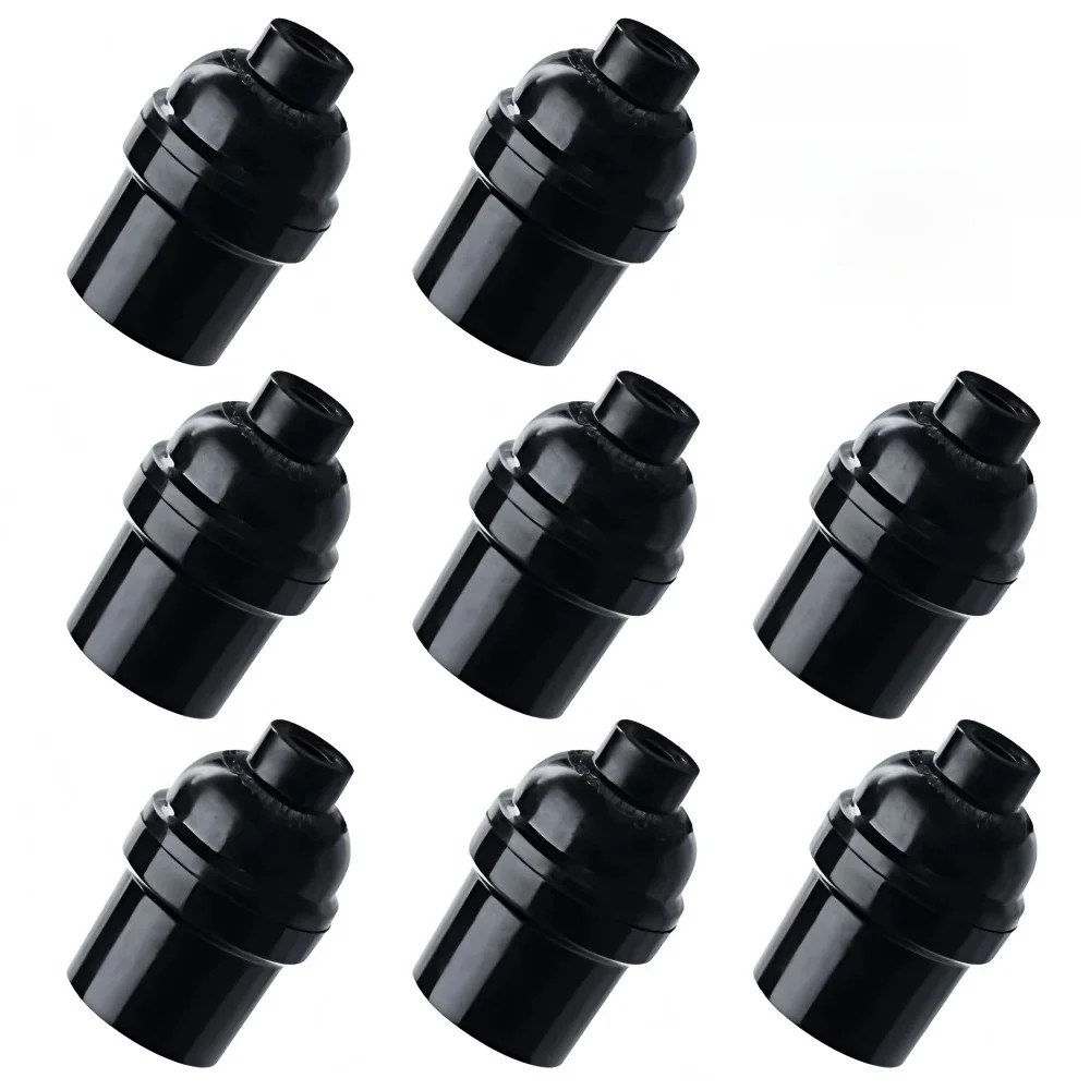 E26 E27 fitting 8-pack zwarte retro vintage Edison lamphouder, hoge temperatuur kunststof inschroefbare lampvoet, 250W hoge wattage voor thuis/C - afbeelding 2