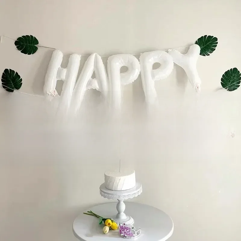 13 sztuk biały balon z okazji urodzin foliowe balony z literami Baby Shower dekoracja urodzinowa dla dzieci balon dla dorosłych Banner Globos — zdjęcie 2