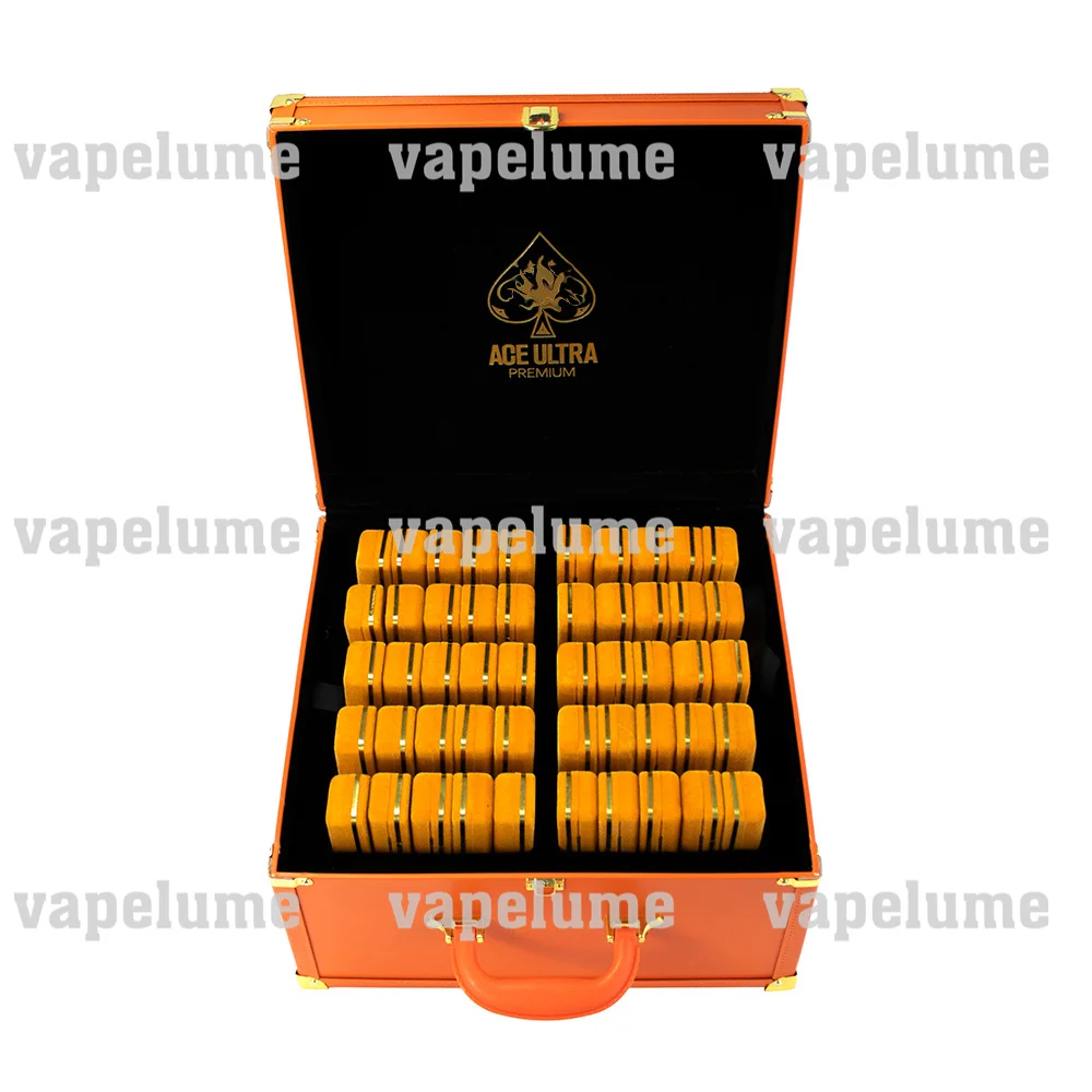 ACE Muhameds-Bolígrafo Vape desechable vacío, cigarrillos eléctricos dorados, cápsula de carga USB, bolsillo naranja, conjunto con caja de regalo de terciopelo rojo, 2ml