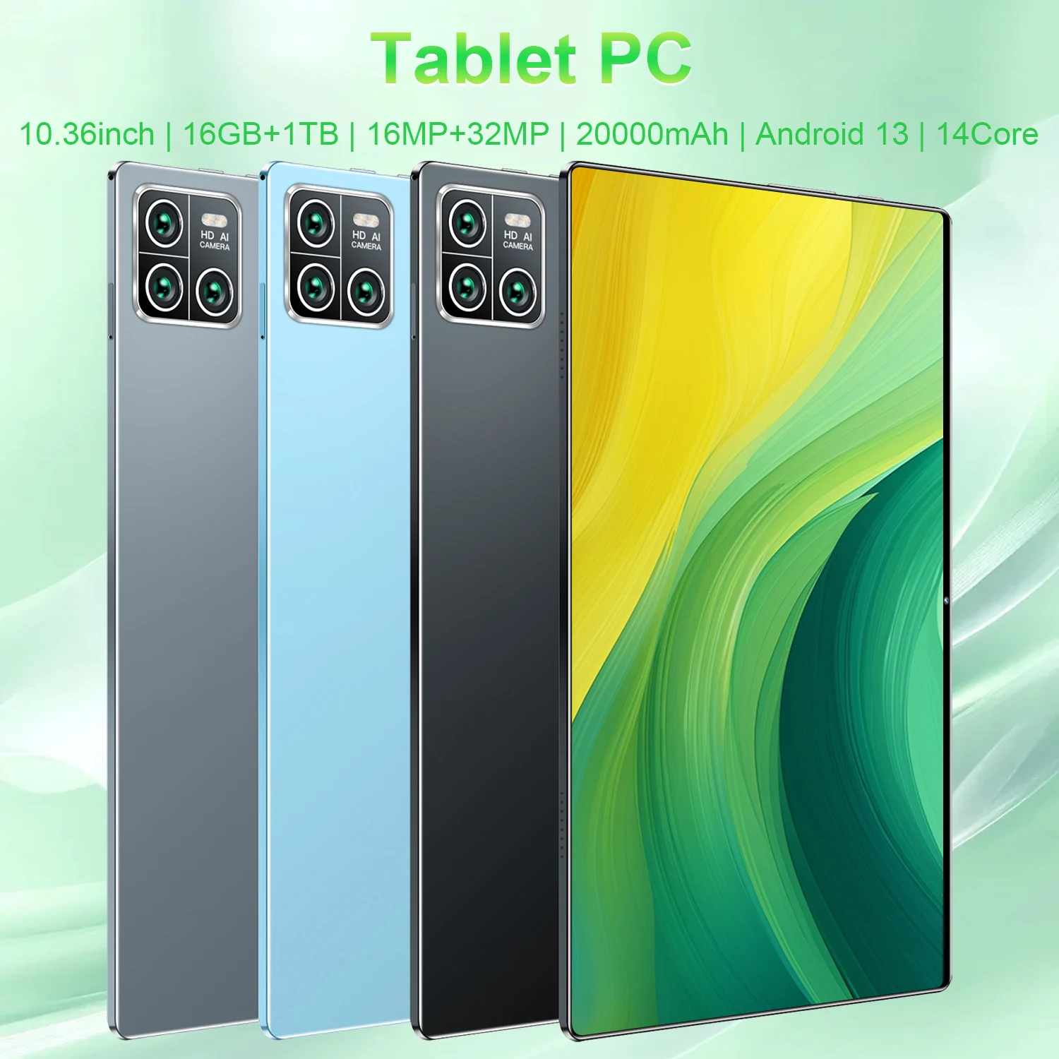 2026 10.36Inch Tablet Android 16GB RAM 1TB ROM 16MP 32MP Android 13.0 20000mAh 14 Core 5G Dual SIM Bluetooth WiFi GPS Global Version