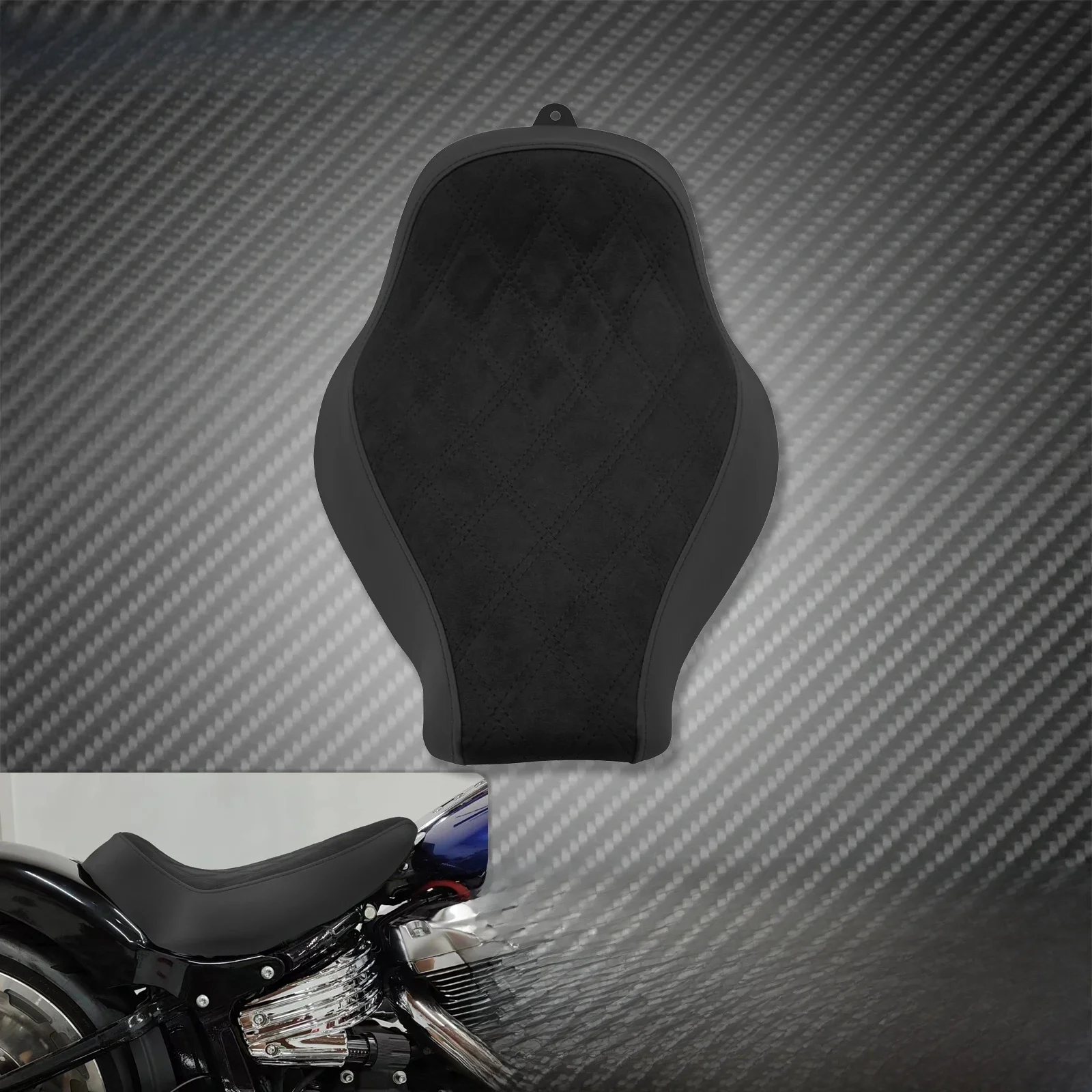 Motorcycle Driver Solo Seat Voorkussen Diamond Low Profile Seat Voor Harley Softail Fatboy Breakout FXBRS FXBR FLSTF 2018-2024 - afbeelding 2
