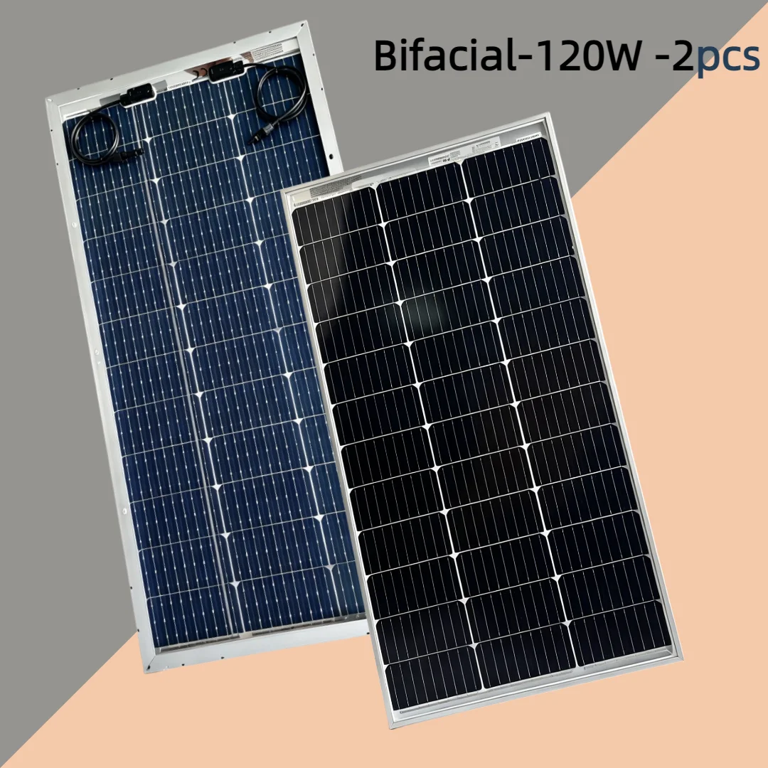 Utilisation hors réseau de panneaux solaires 120W/120W X 2, monocristallins efficaces, résistants à la corrosion, adaptés aux camping-cars, bateaux, remorques, caravanes, cabines, etc.