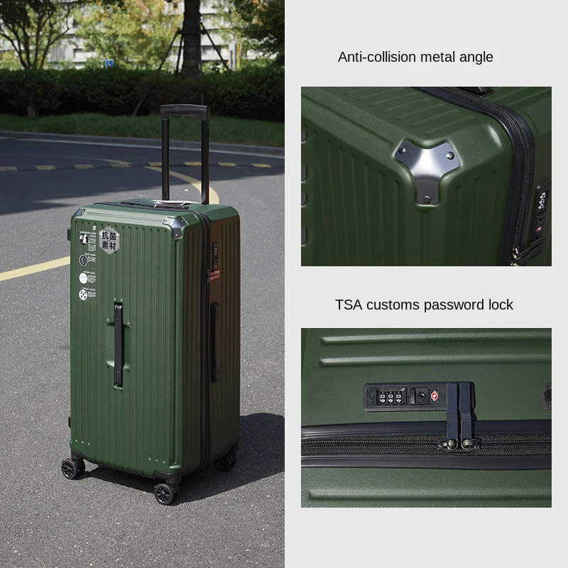 

Five wheels Shock-absorbing Thickened PC Suitcase Universal Wheel 22-inch Travel Boarding Box 50" Large-capacity Password box