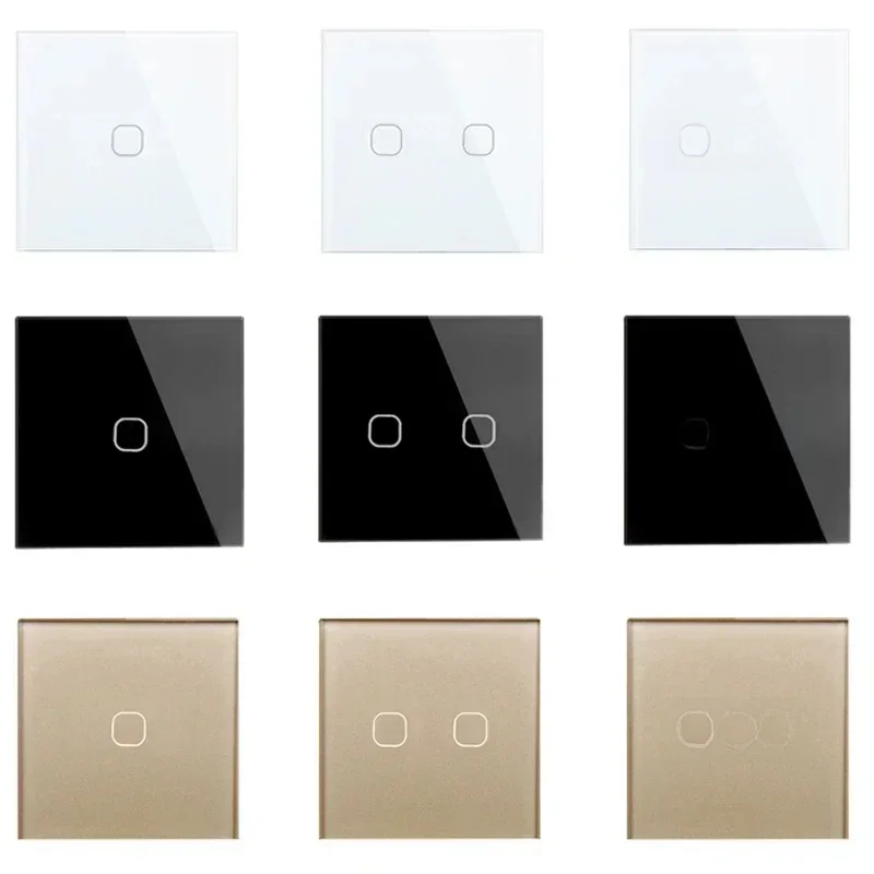 Aanraakschakelaar EU/UK standaard wit kristalglas paneel aanraakschakelaar, AC220V, 1 gang 1 manier, EU lichte muur touchscreen schakelaar - afbeelding 2