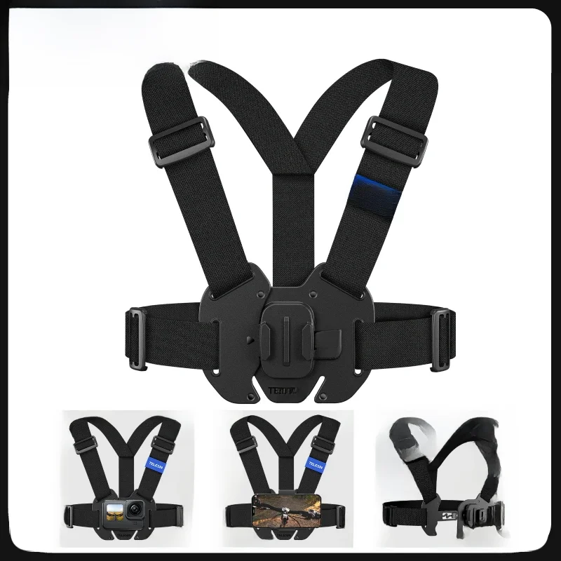 TELESIN Borstband Mount Vest Riem Mount voor GoPro Hero 13 12 11 10 9 8 7 6 5 Insta360 DJI Actie Camera Accessoires - afbeelding 2