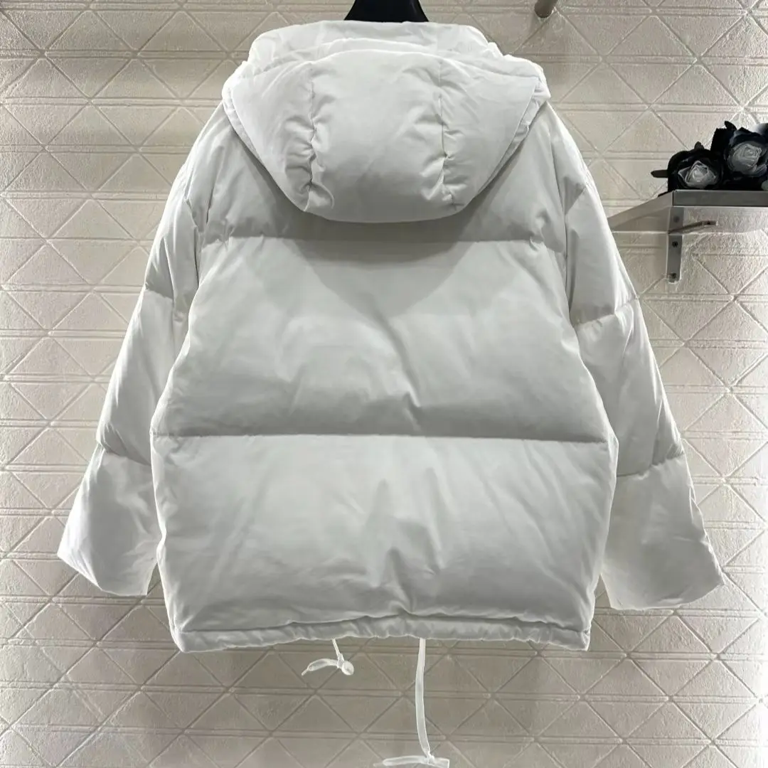 

2025 Women's New Autumn and Winter Turtleneck Hooded down Jacket Windproof and Waterproof Nylon Material White Goose Down